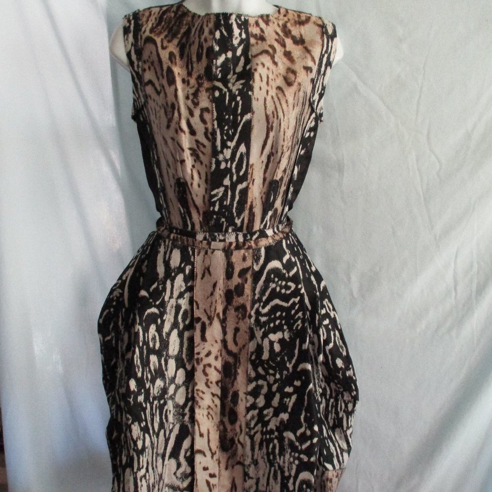 NEW NWT LANVIN River 2010 FRANCE Sleeveless Leopard Animal Print Dress 38 BLACK